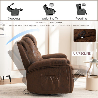 Oversized Single Sofa Adjustable Swivel Armchair with Side Pockets for Living Room Meeting Room Bedroom