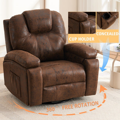 Oversized Single Sofa Adjustable Swivel Armchair with Side Pockets for Living Room Meeting Room Bedroom