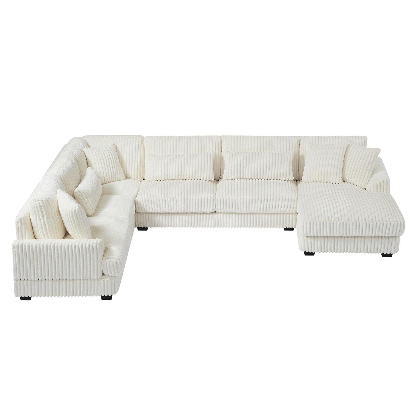 Oversized U-Shaped Sectional Sofa with Chaise, 4 Square and 3 Lumbar Pillows for Living Room
