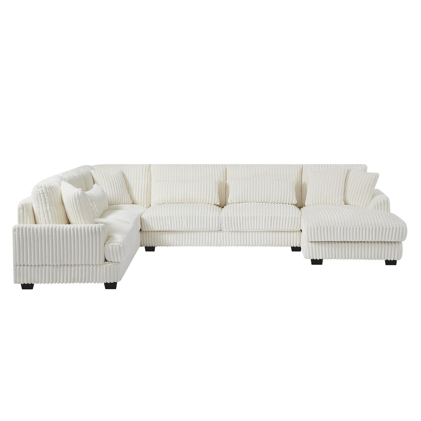 Oversized U-Shaped Sectional Sofa with Chaise, 4 Square and 3 Lumbar Pillows for Living Room
