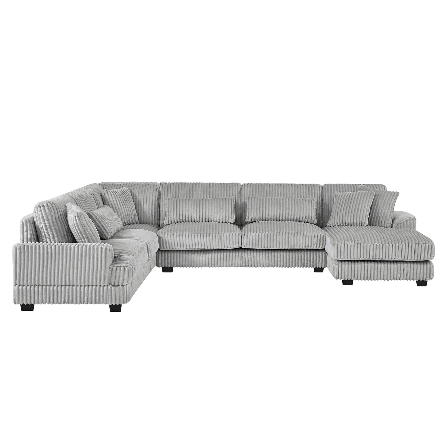 Oversized U-Shaped Sectional Sofa with Chaise, 4 Square and 3 Lumbar Pillows for Living Room