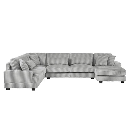 Oversized U-Shaped Sectional Sofa with Chaise, 4 Square and 3 Lumbar Pillows for Living Room