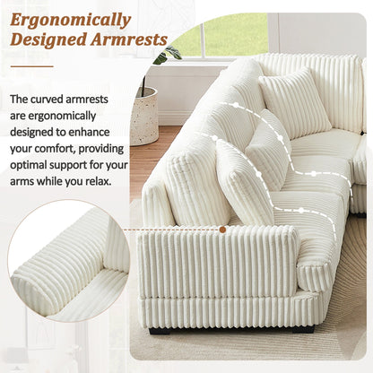 Oversized U-Shaped Sectional Sofa with Chaise, 4 Square and 3 Lumbar Pillows for Living Room