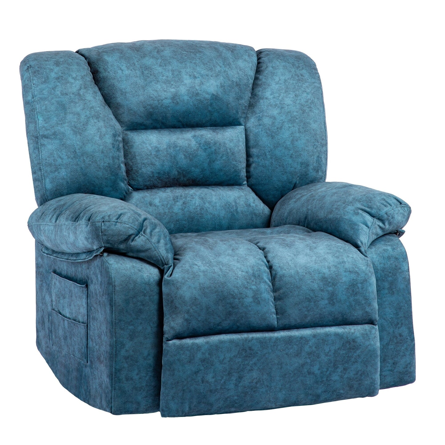 Oversized Upholstered Manual Recliner with 8-Point Vibration Massage, Lumbar Heating, 2 Side Pockets