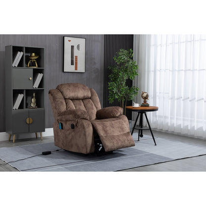Oversized Velvet Upholstered Power Lift Recliner with Massage, Lumbar Heating, 2 Side Pockets, USB Port