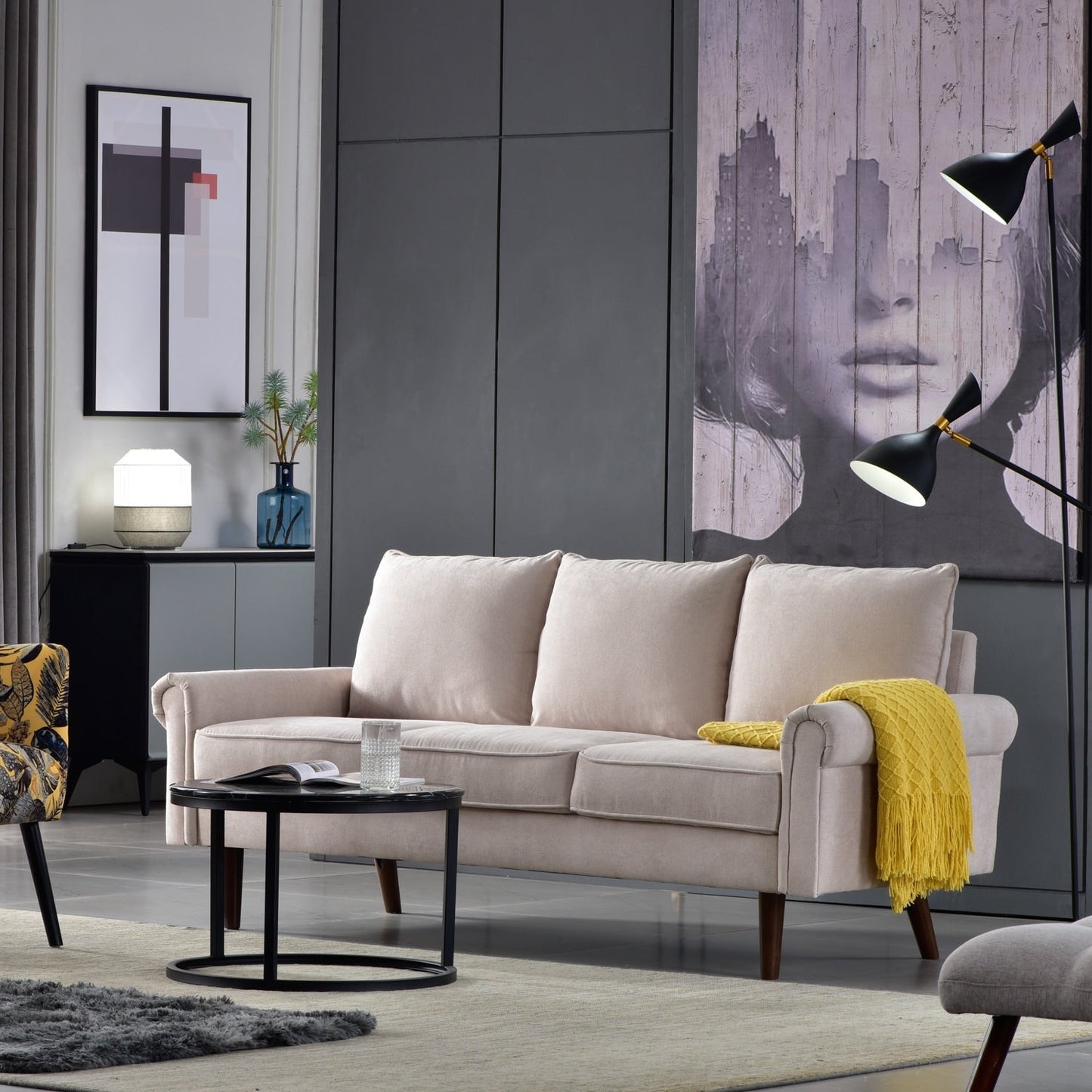 OVIOS Upholstered Mid-century Sofa