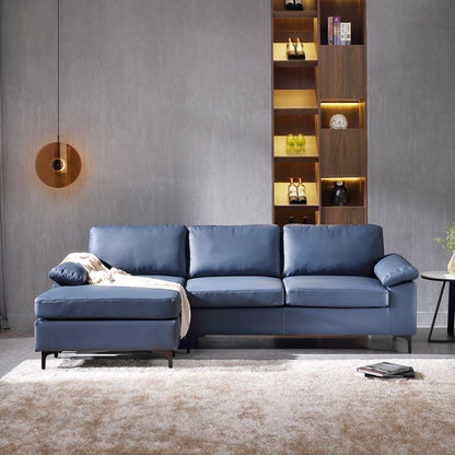 OVIOS Reversible Chaise Sofa With Fluffy Cushions Metal Legs