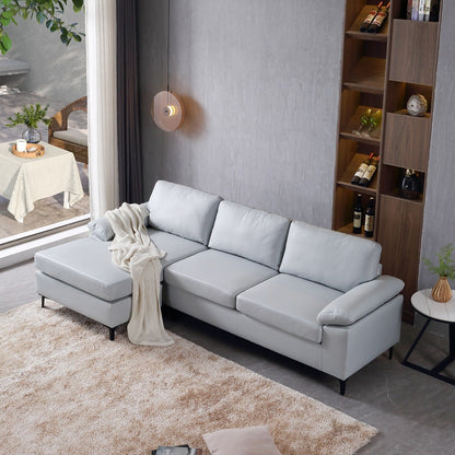 OVIOS Reversible Chaise Sofa With Fluffy Cushions Metal Legs