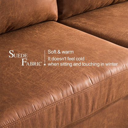 OVIOS Reversible Chaise Sofa With Fluffy Cushions Metal Legs