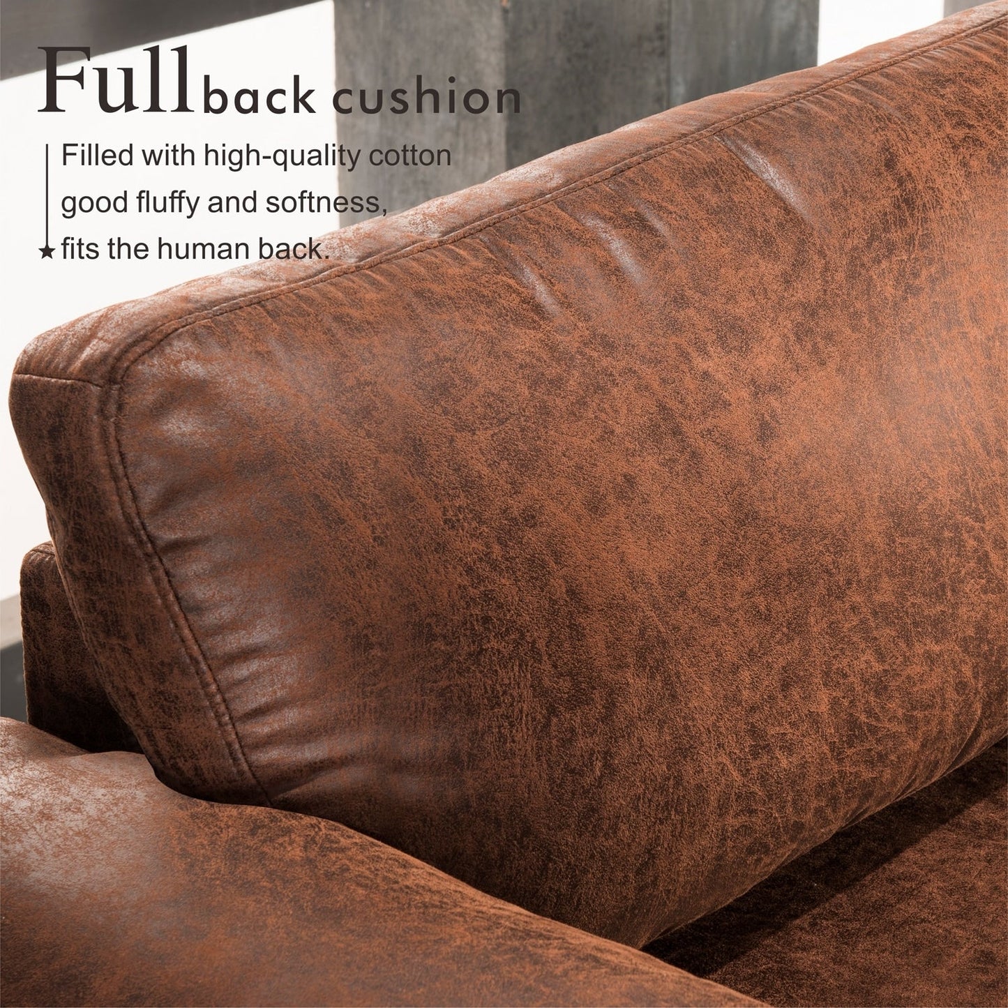 OVIOS Reversible Chaise Sofa With Fluffy Cushions Metal Legs