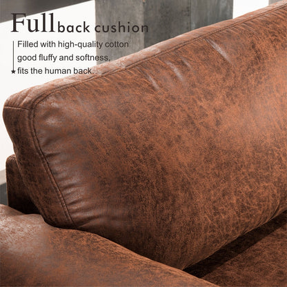 OVIOS Reversible Chaise Sofa With Fluffy Cushions Metal Legs
