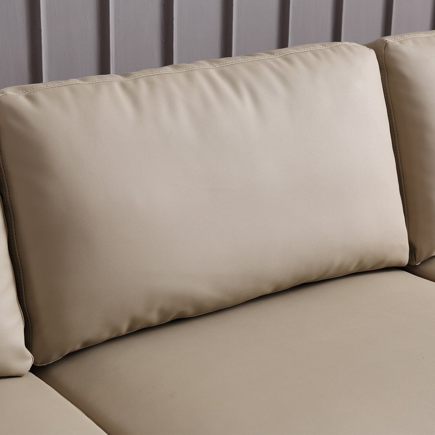OVIOS Reversible Chaise Sofa With Fluffy Cushions Metal Legs