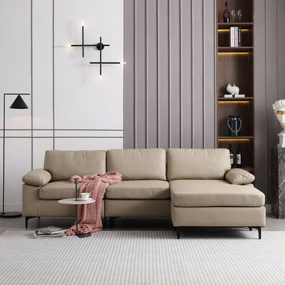 OVIOS Reversible Chaise Sofa With Fluffy Cushions Metal Legs