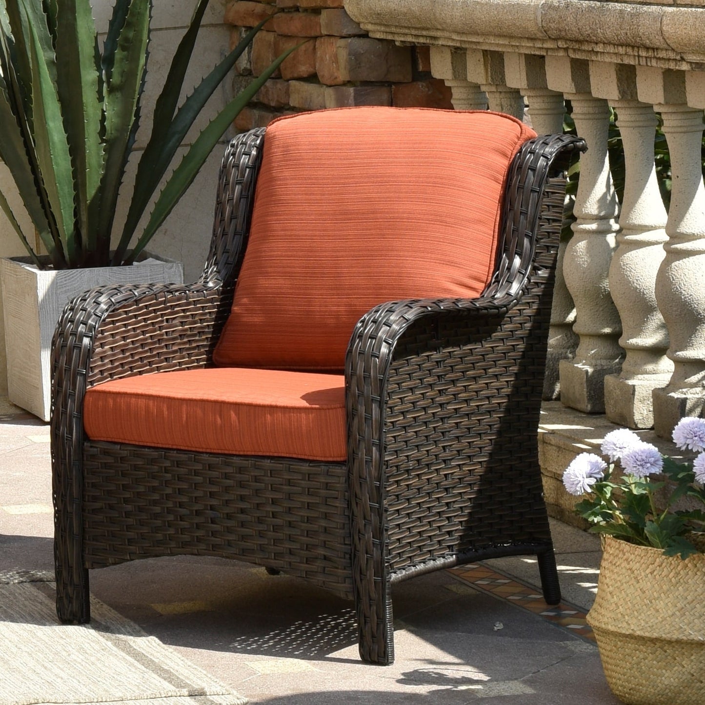 OVIOS 2-piece Patio Wicker Chairs Set