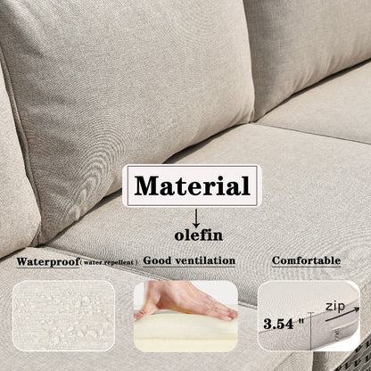 OVIOS Deep Seat Wicker 7-piece Sectional Set