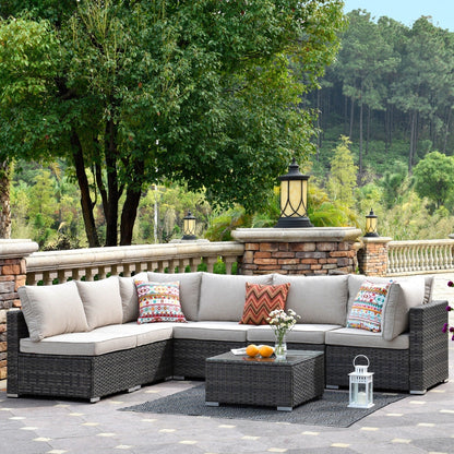 OVIOS Deep Seat Wicker 7-piece Sectional Set