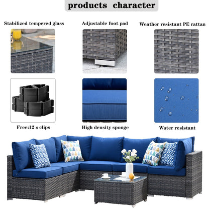 OVIOS Deep Seat Wicker 7-piece Sectional Set