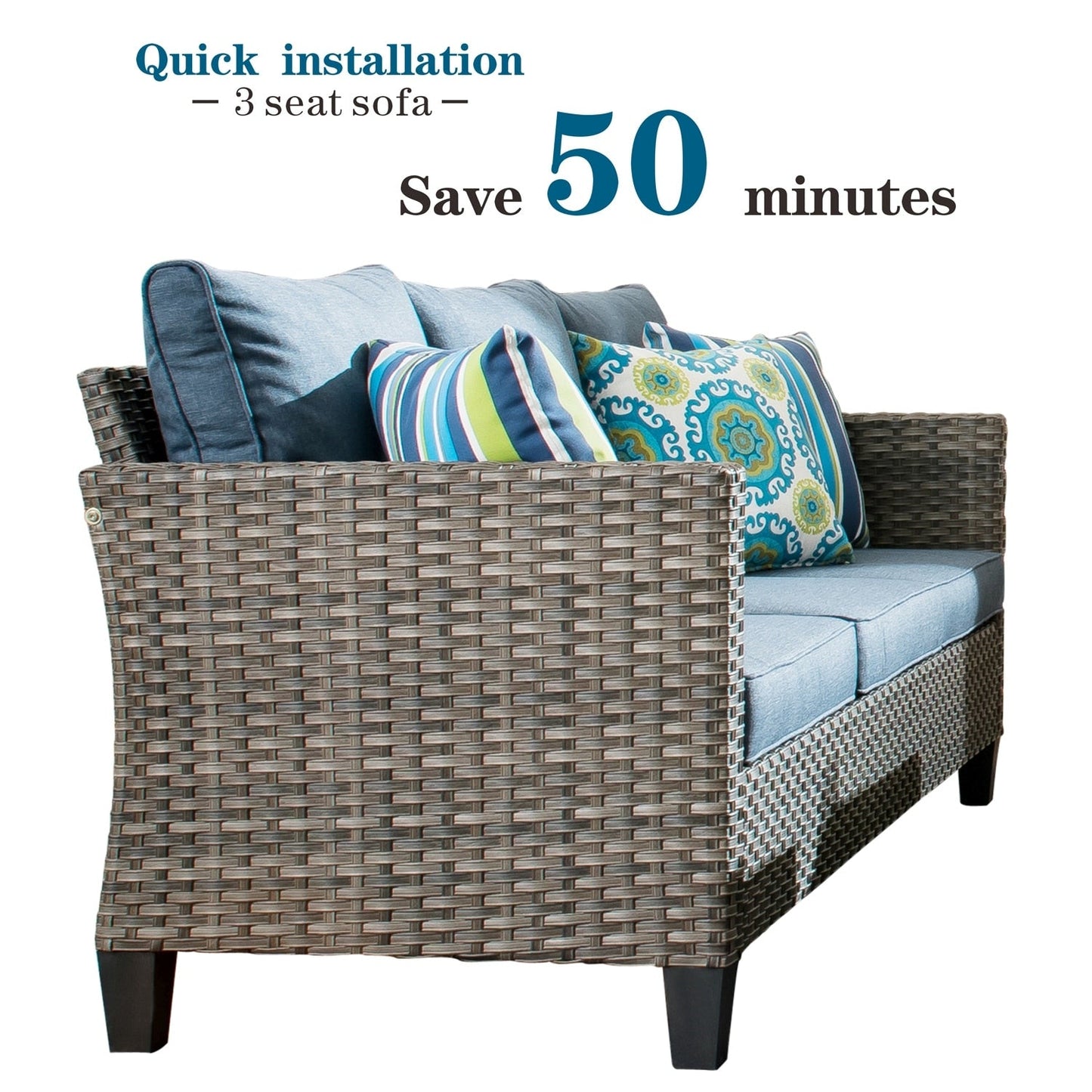 OVIOS 7-piece Patio Furniture Wicker Set with Swivel Rocking Chairs