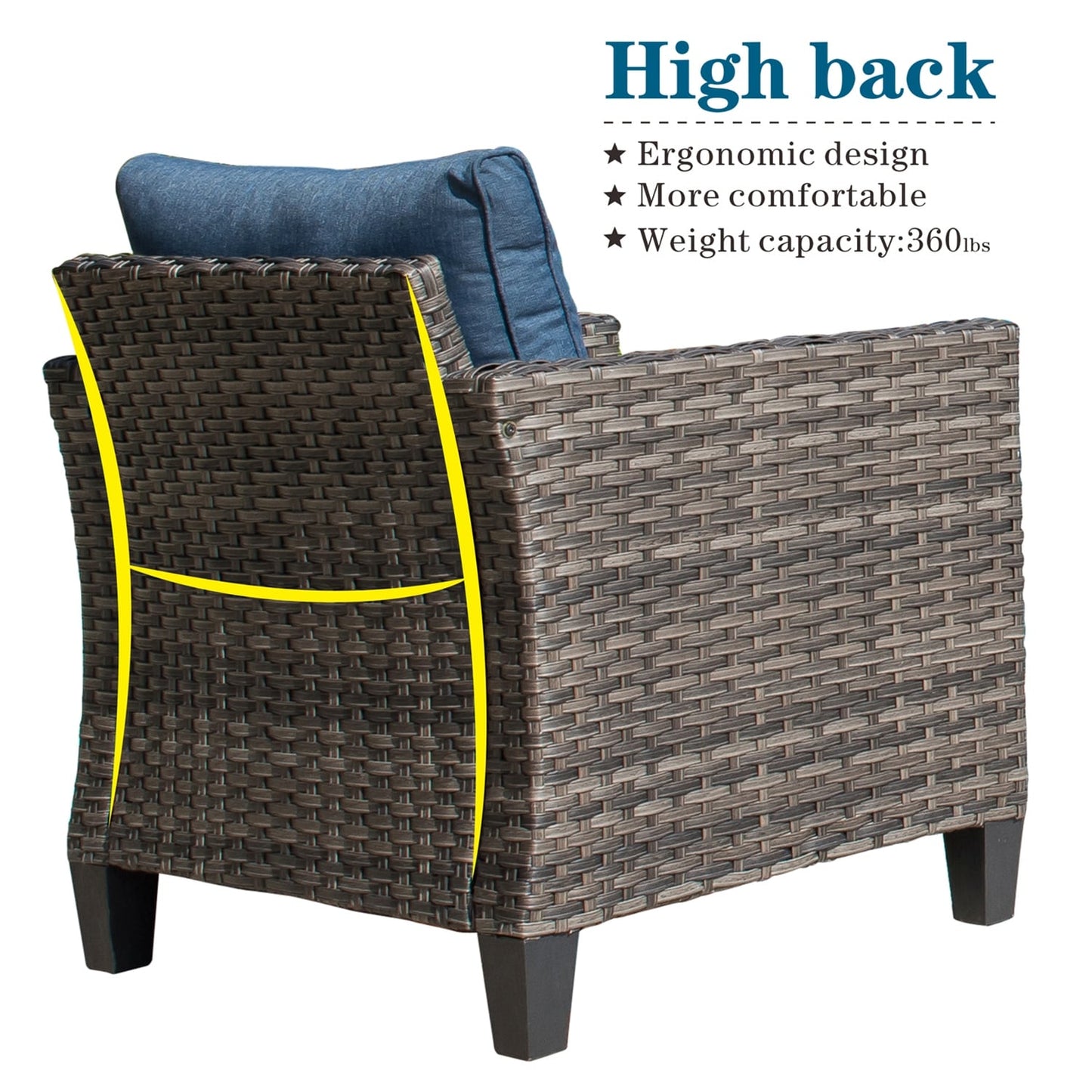 OVIOS 8-piece Patio Wicker Conversation Furniture Set with Swivel Chairs