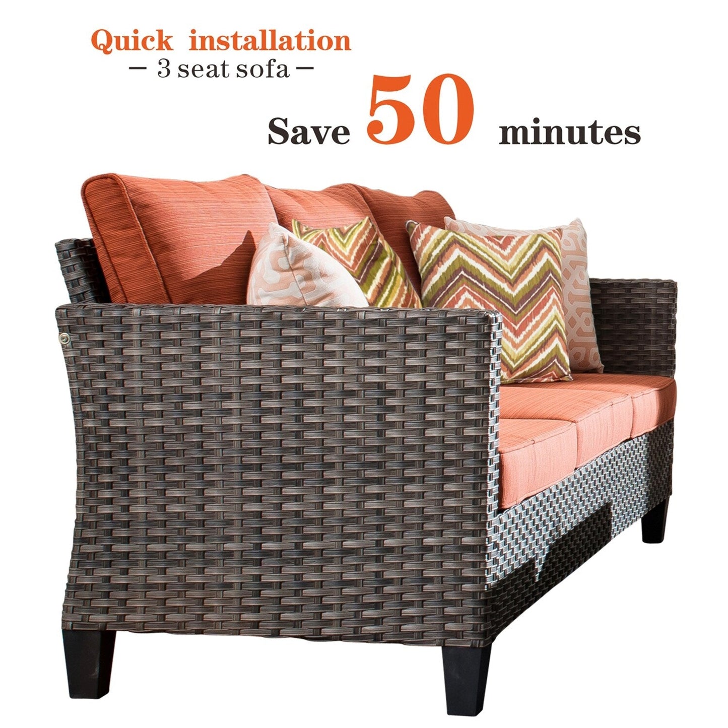 OVIOS 8-piece Patio Wicker Conversation Furniture Set with Swivel Chairs