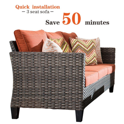 OVIOS 8-piece Patio Wicker Conversation Furniture Set with Swivel Chairs