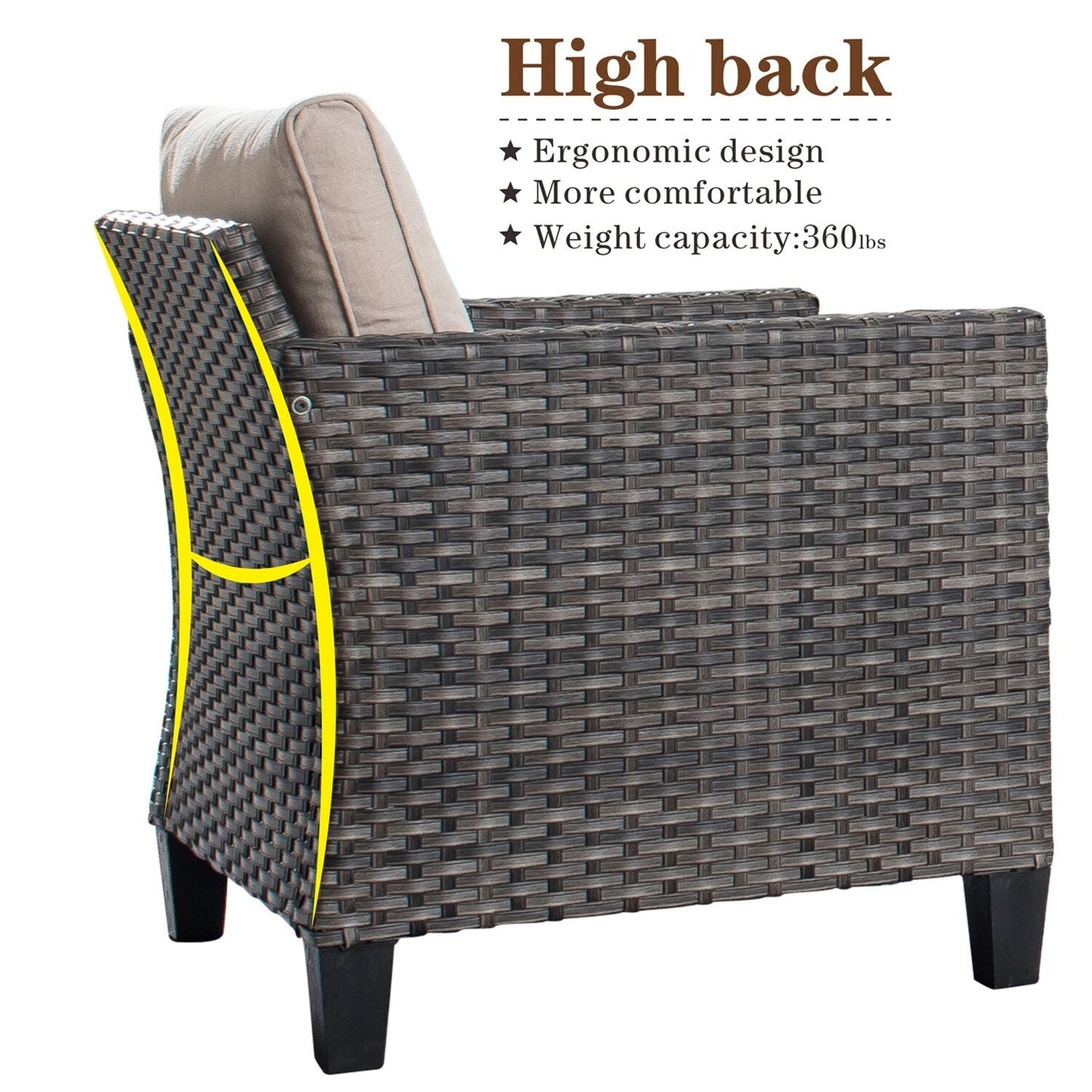 OVIOS 8-piece Patio Wicker Conversation Furniture Set with Swivel Chairs
