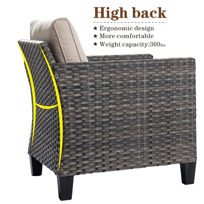 OVIOS 8-piece Patio Wicker Conversation Furniture Set with Swivel Chairs