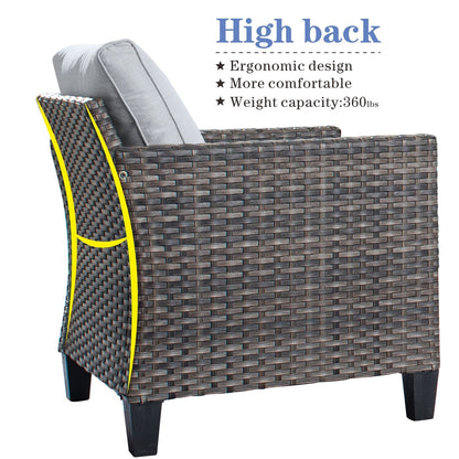 OVIOS 8-piece Patio Wicker Conversation Furniture Set with Swivel Chairs