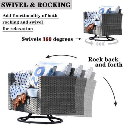 OVIOS 8-piece Patio Wicker Conversation Furniture Set with Swivel Chairs