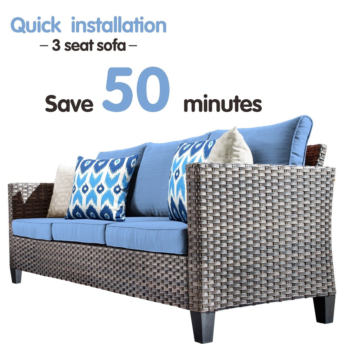 OVIOS 5-piece Patio Furniture Wicker Outdoor High-back Seating Set