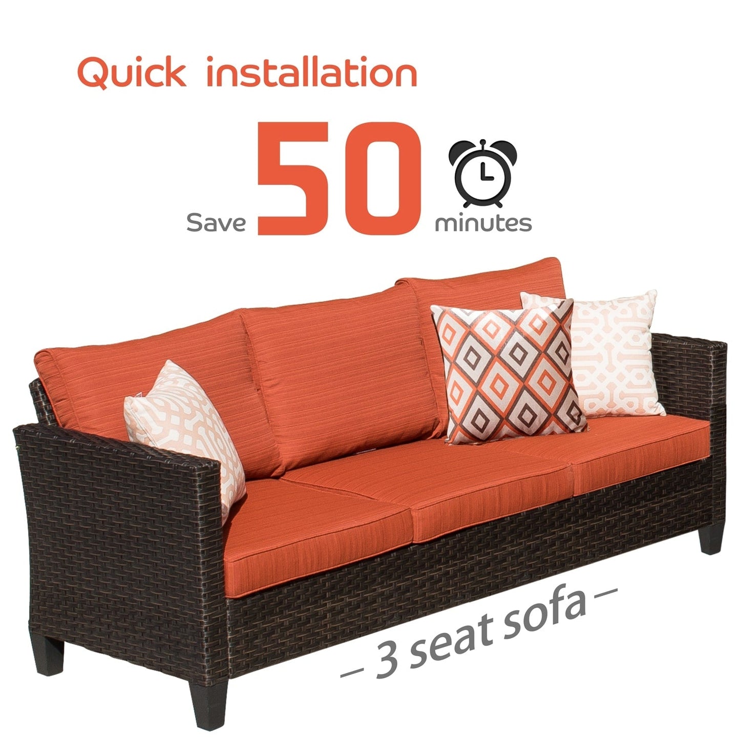 OVIOS 5-piece Patio Furniture Wicker Outdoor High-back Seating Set