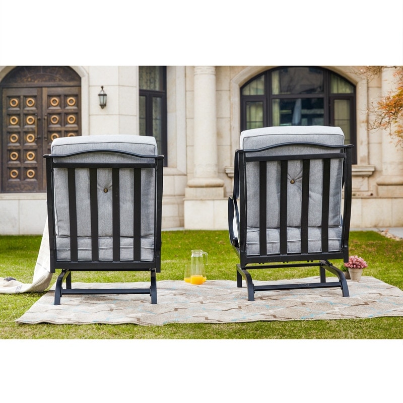 PATIO FESTIVAL 2-Piece Outdoor Rocking Motion Chair Set with Cushions