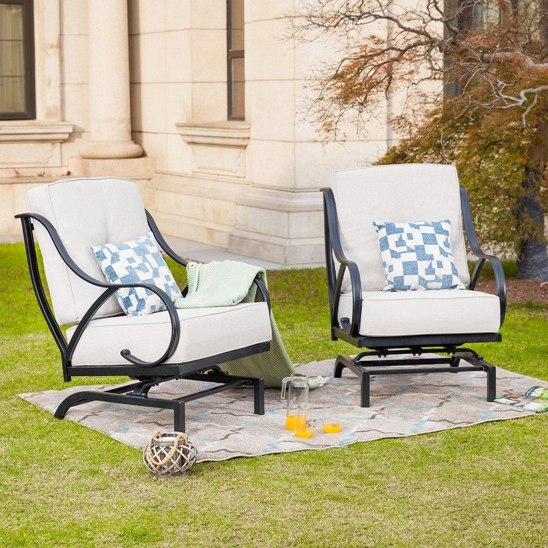 PATIO FESTIVAL 2-Piece Outdoor Rocking Motion Chair Set with Cushions