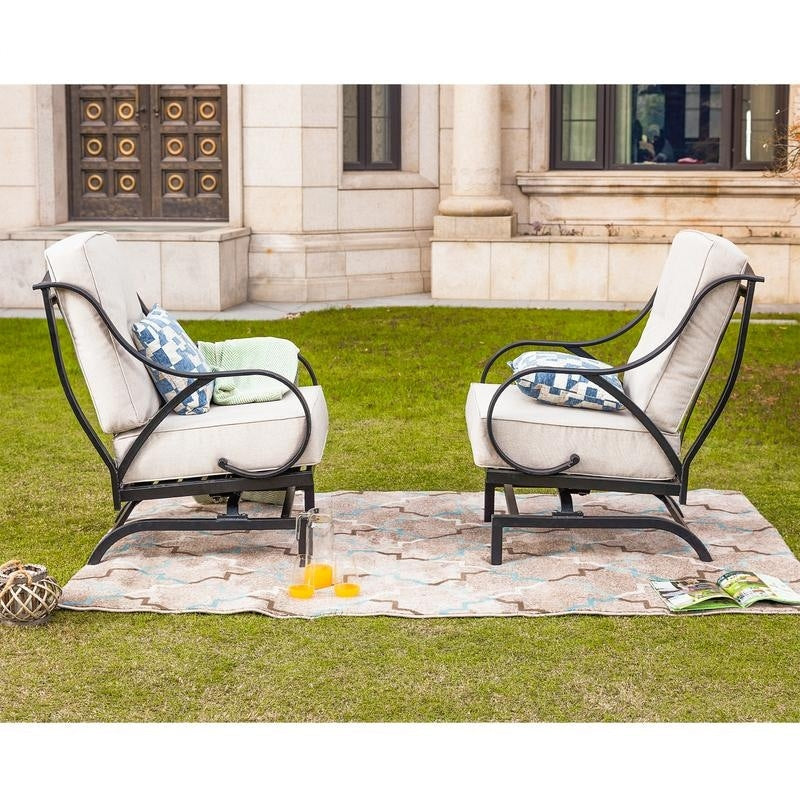 PATIO FESTIVAL 2-Piece Outdoor Rocking Motion Chair Set with Cushions