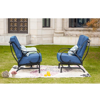 PATIO FESTIVAL 2-Piece Outdoor Rocking Motion Chair Set with Cushions