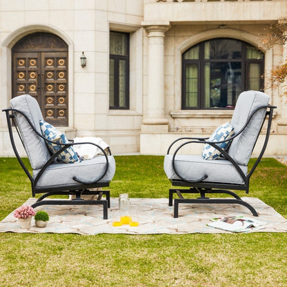 PATIO FESTIVAL 2-Piece Outdoor Rocking Motion Chair Set with Cushions