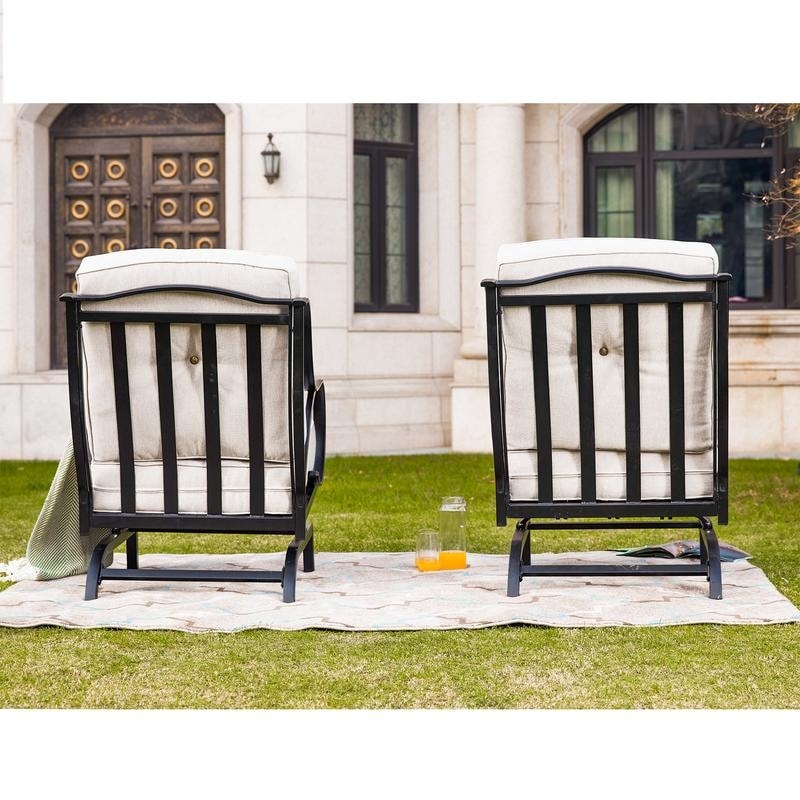 PATIO FESTIVAL 2-Piece Outdoor Rocking Motion Chair Set with Cushions