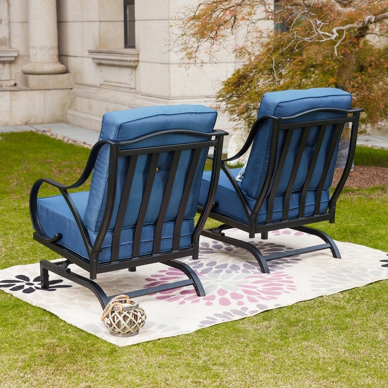 PATIO FESTIVAL 2-Piece Outdoor Rocking Motion Chair Set with Cushions