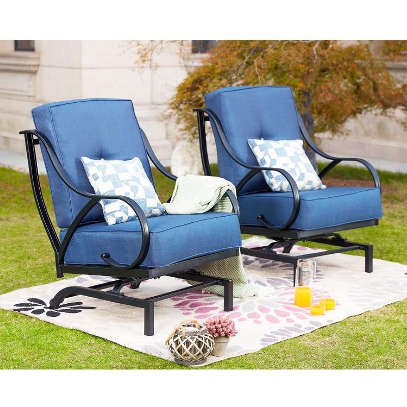 PATIO FESTIVAL 2-Piece Outdoor Rocking Motion Chair Set with Cushions