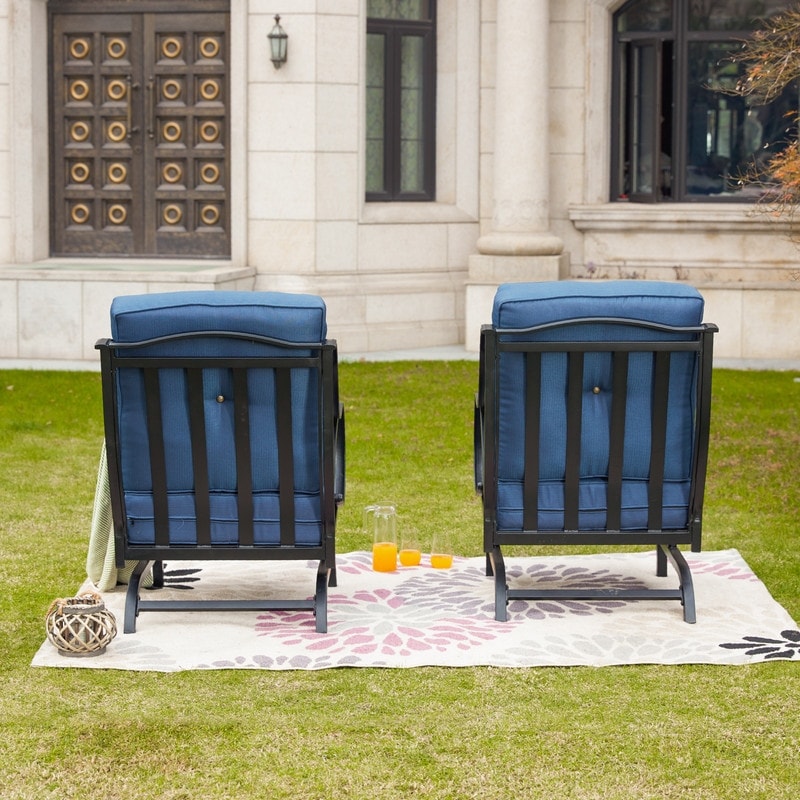 PATIO FESTIVAL 2-Piece Outdoor Rocking Motion Chair Set with Cushions