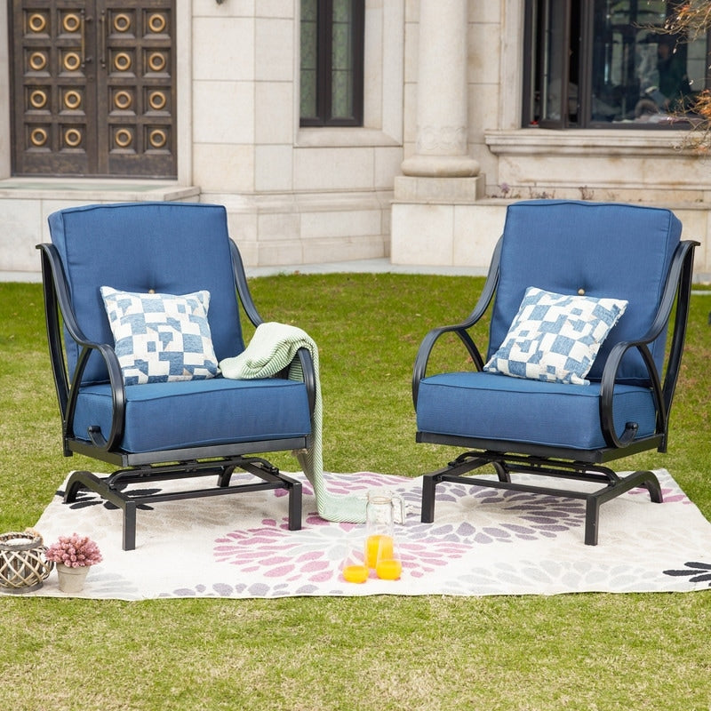 PATIO FESTIVAL 2-Piece Outdoor Rocking Motion Chair Set with Cushions