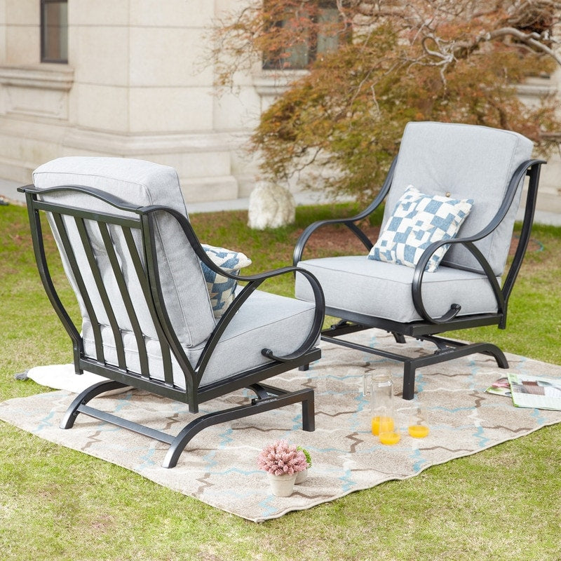 PATIO FESTIVAL 2-Piece Outdoor Rocking Motion Chair Set with Cushions