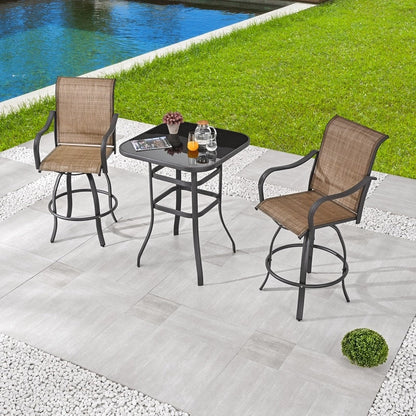 Patio Festival 3-Piece Outdoor Metal Bar Height Swivel Bistro Set