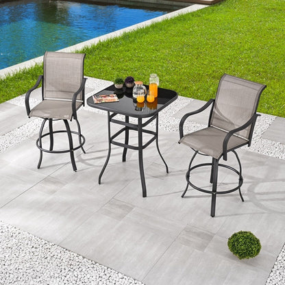 Patio Festival 3-Piece Outdoor Metal Bar Height Swivel Bistro Set