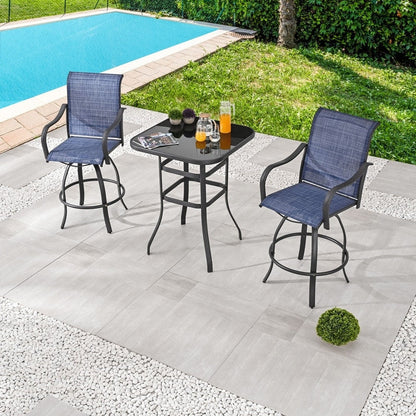 Patio Festival 3-Piece Outdoor Metal Bar Height Swivel Bistro Set