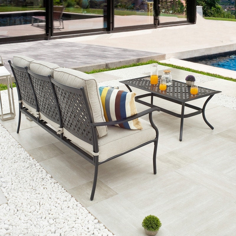 PATIO FESTIVAL 3-Seater Outdoor Sofa with Coffee Table Set