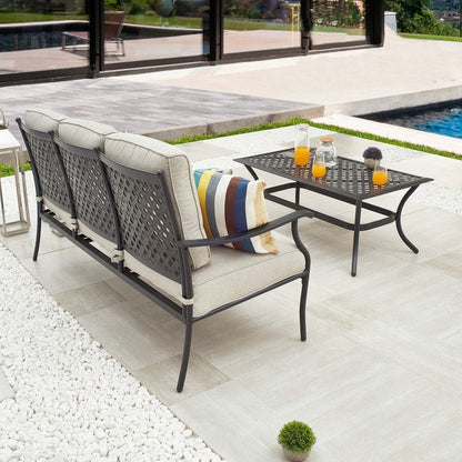 PATIO FESTIVAL 3-Seater Outdoor Sofa with Coffee Table Set