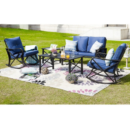 PATIO FESTIVAL 5-Piece Outdoor Loveseat and Rocker Conversation Set