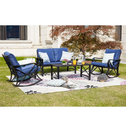 PATIO FESTIVAL 5-Piece Outdoor Loveseat and Rocker Conversation Set