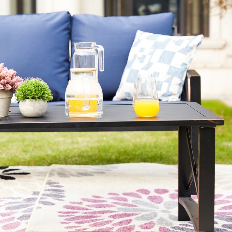 PATIO FESTIVAL 5-Piece Outdoor Loveseat and Rocker Conversation Set